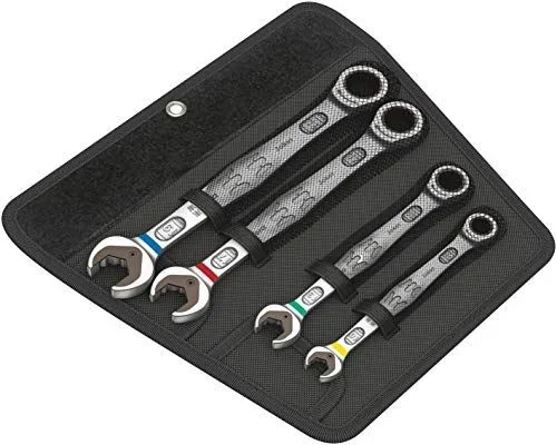 WERA-05073290001-6000 Joker 4 Set 1 – Juego de llaves combinadas con carraca, Color Plata
