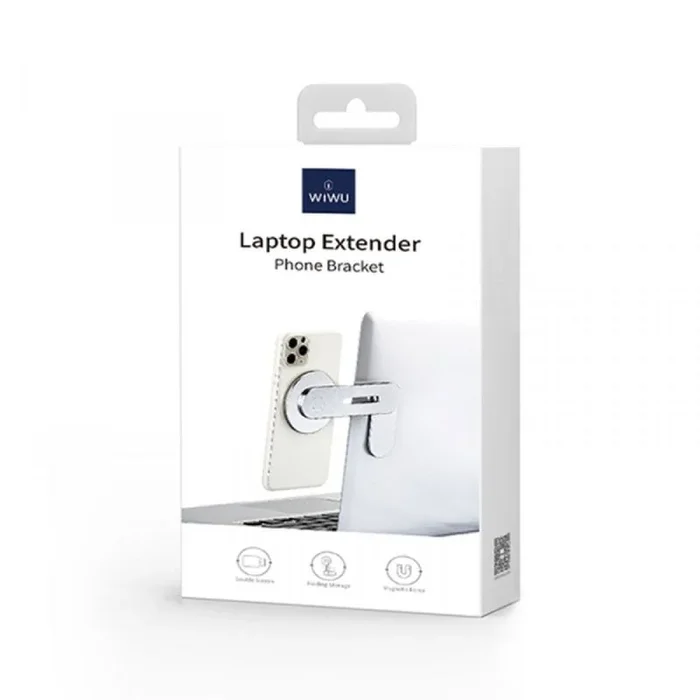 WIWU Soporte para Ordenador portátil/teléfono ZM306 Soporte magnético de Aluminio Ajustable portátil Clip de Montaje Lateral Plata