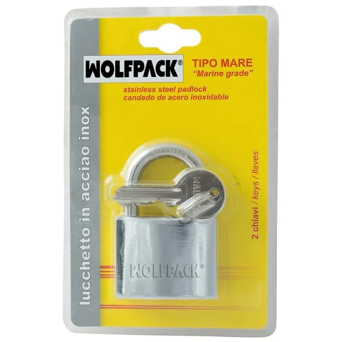 WOLFPACK LINEA PROFESIONAL 03101240 Candado Inoxidable Arco Normal 50mm, Multicolor