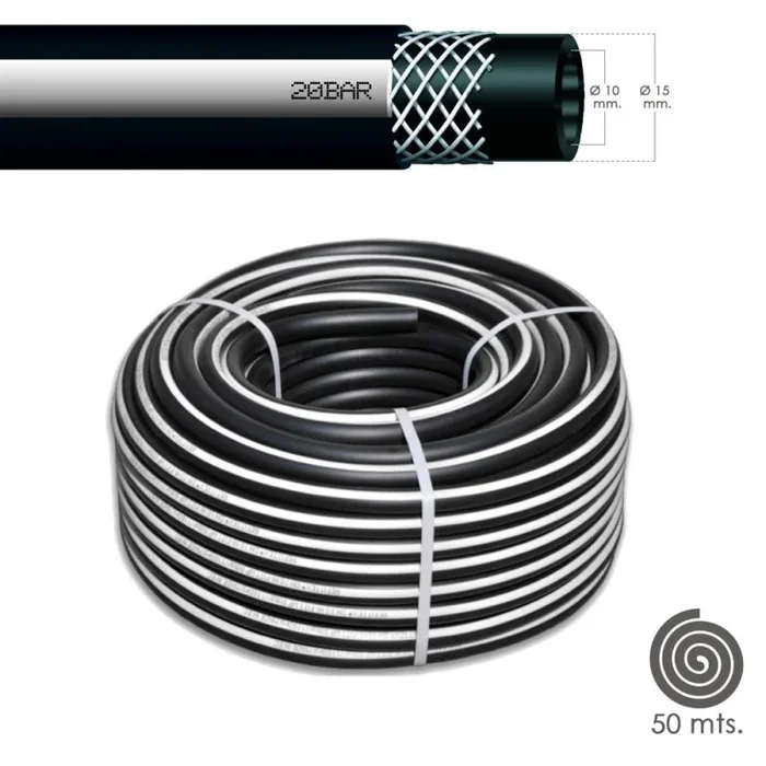 WOLFPACK LINEA PROFESIONAL – Manguera Aire Comprimido Negro 10 x 19 mm. 20 bares Rollo 50 metros