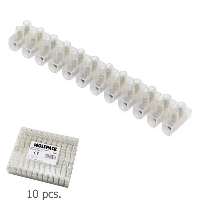 WOLFPACK LINEA PROFESIONAL – Regleta Ficha Empalme 6 Amperios / Seccion 6 mm. Envase De 10 Regletas de 12 Fichas Cada Una.