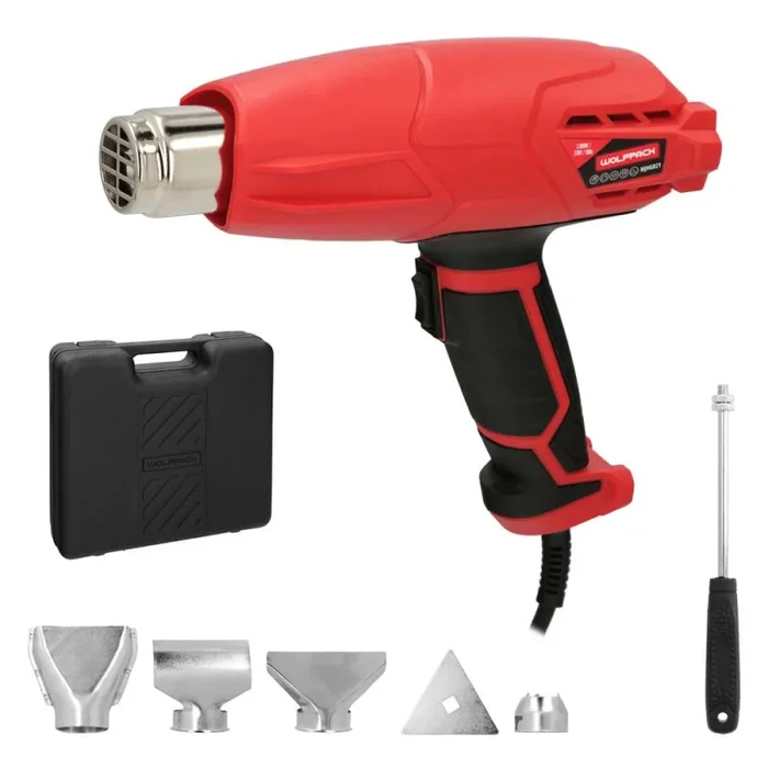 WOLFPACK LINEA PROFESIONAL Pistola Aire Caliente 2000 Watt. 2 Potencias Con Accesorios. Decapador, Pistola Decapar Aire Caliente