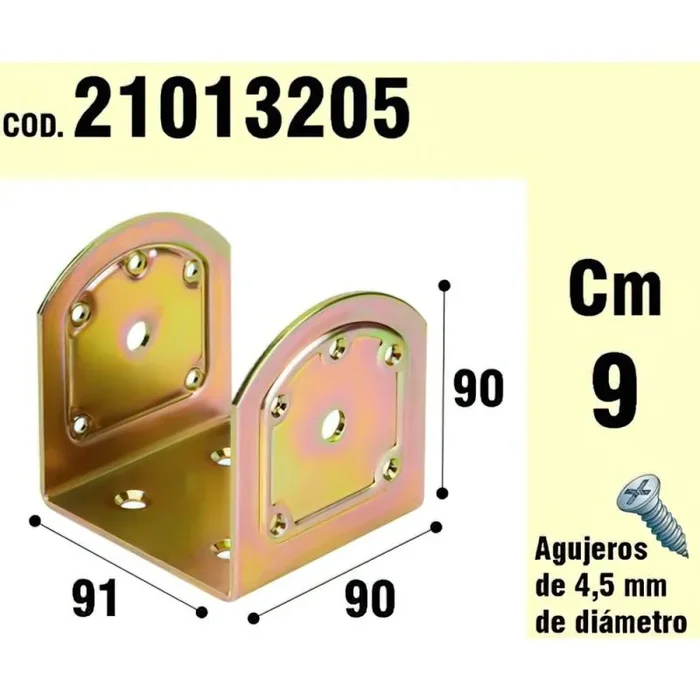 WOLFPACK LINEA PROFESIONAL Soporte para Madera Tipo U Bicromatado 90 mm.