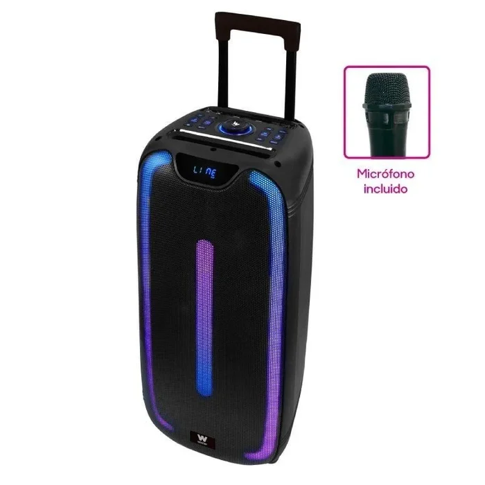 Woxter Rock’n’Roller ST – Altavoz Trolley Bluetooth Rock’n’Roller ST, 100W, 4,5 Ah de batería, Bluetooth, AUX, Tarjeta de Memoria SD, Pantalla LED