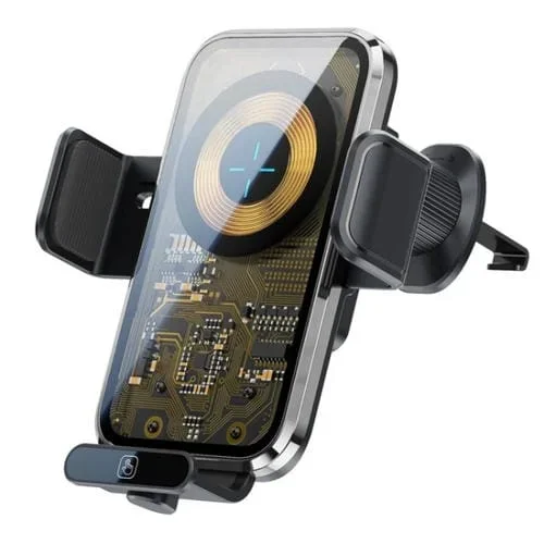 X11S 66W Soporte Para Teléfono Con Cargador Inalámbrico Transparente Para Automóvil De Alta Potencia (Plateado)