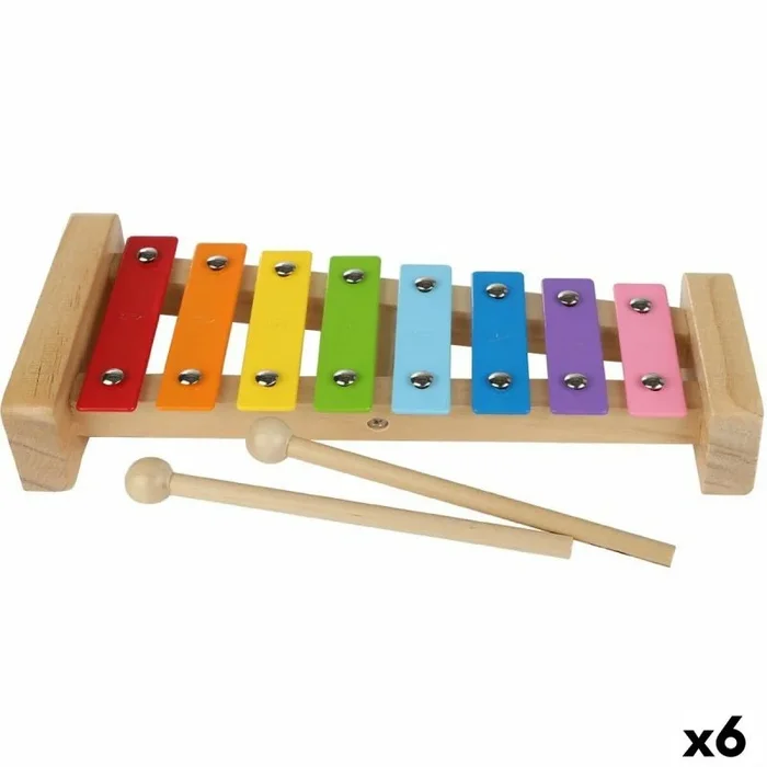 Xilófono woomax madera metal 26 x 4,5 x 11,5 cm (6 unidades)