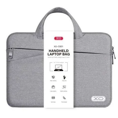 XO 14 pulgadas bolsa para portátil impermeable, ultraligera, gran capacidad con 5 compartimentos, tejido interior suave exclusivo, diseño delgado y moderno, tamaño 38 x 28 x 2, CB01, Gris melé
