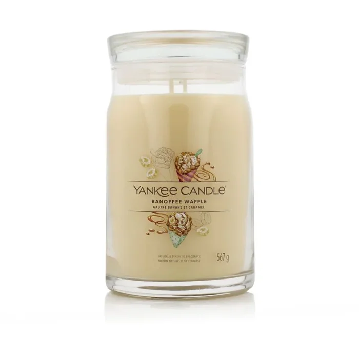 Yankee Candle Vela perfumada de Banofee Waffle grande con doble mecha, mezcla de cera de soja de larga duración, regalo perfecto para mujeres