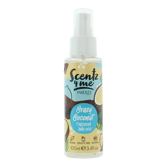 Yardley London Scentz 4 Me Crazy Coconut Body Mist – Misted corporal con fragancia tropical y cremosa, spray de larga duración, 100 ml