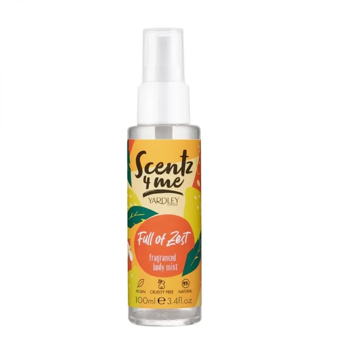 Yardley London Scentz 4 Me Full of Zest Body Mist – Misted corporal con fragancia cítrica refrescante, spray de larga duración, 100 ml