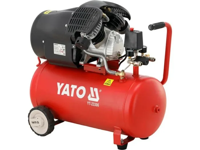 Yato YT-23306, Compresor oleoso de 50L, ideal para trabajos industriales y de alta demanda, proporciona aire comprimido eficiente y duradero.
