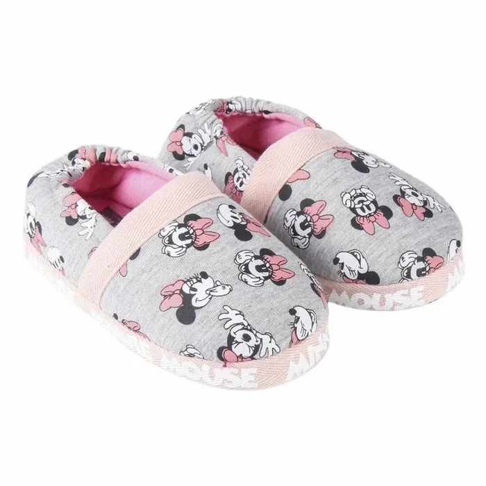 Zapatillas de Andar por Casa de Minnie Mouse – Color Rosa y Gris – Talla 30-31 – Zapatillas Infantiles Tipo Francesita de Poliéster y Suela TPR – Producto Original Diseñado en España