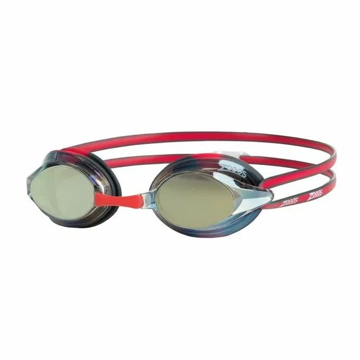 Zoggs Racer Titanium Swimming Goggles, Unisex-Adult, Grey/Red/Mirrored Gold